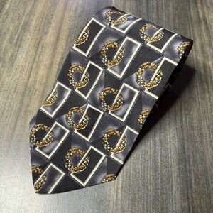 Towncraft Necktie‎ Black Gold Wreath Patterned Business Career Formal
